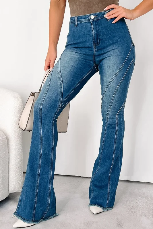 Rural Retreat Seam Detail Flare Jeans (Medium Wash) Traditional Women's 