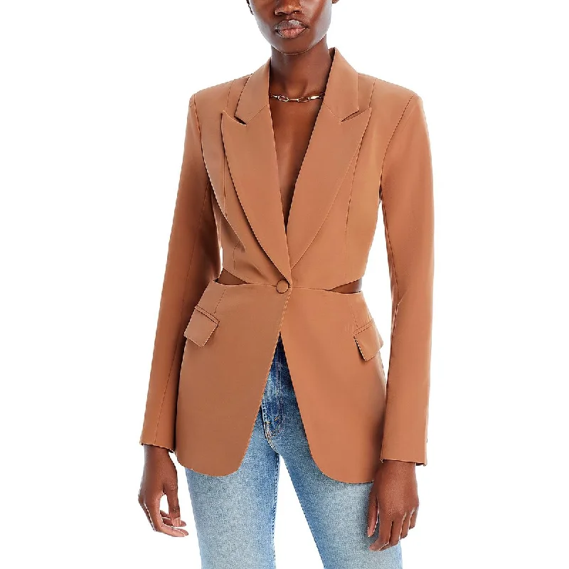 Bardot Womens Cassian Cut-Out Office One-Button Blazer Stylish Women's Neon