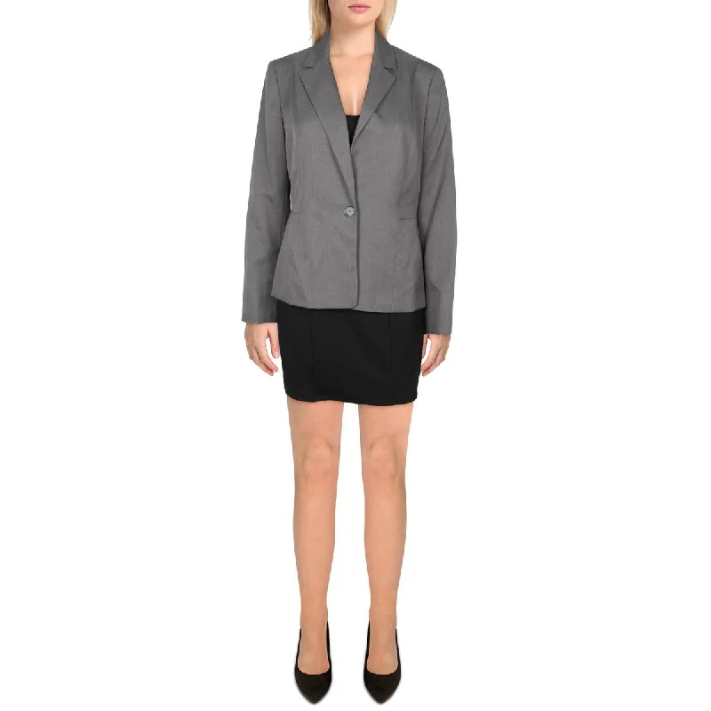 Le Suit Womens Petites Woven Herringbone One-Button Blazer Casual Women's Japanese 