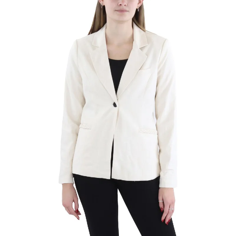 T Tahari Womens Braided Trm Workwear One-Button Blazer Monochromatic Office Style