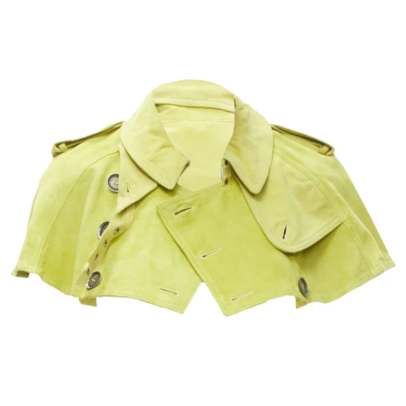 Burberry lime suede leather cropped double breasted capelet Trendy Women's Oversized