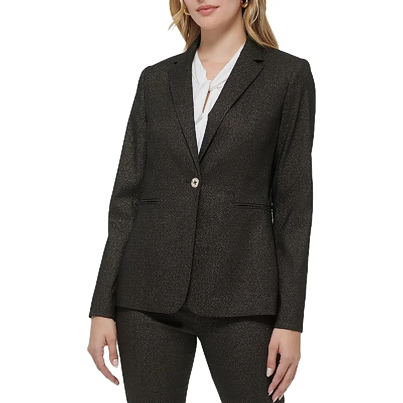 Tommy Hilfiger Womens Glitter Office One-Button Blazer Preppy Women's College