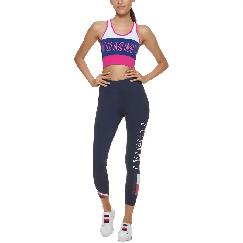 Tommy Hilfiger Sport Womens Logo Activewear Sports Bra Disco