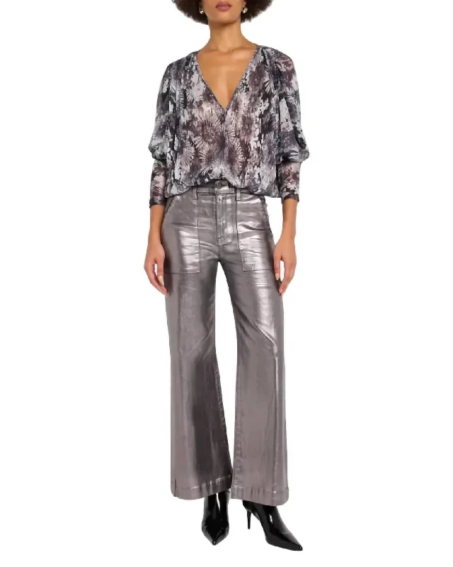 Cropped Metallic Clifford Jean In Grey Metallic Country