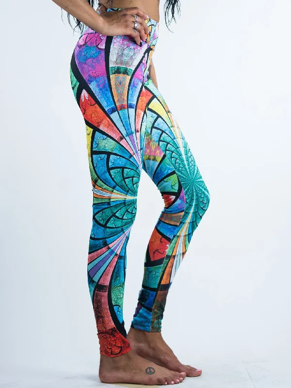 Optical Stained Glass Leggings Elegant Women's Formal 
