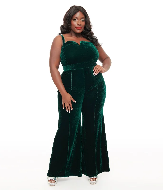 Plus Size Emerald Velvet Jumpsuit Australian Beach
