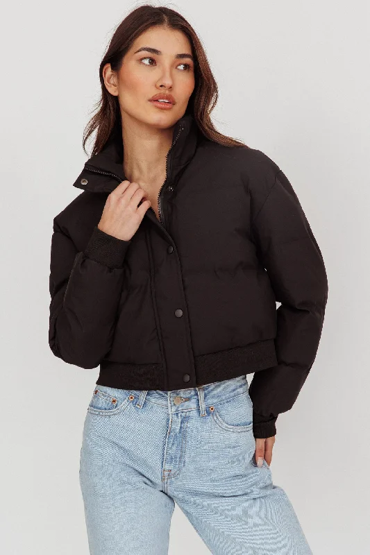 Infatuation Cropped Puffer Jacket Black performance
