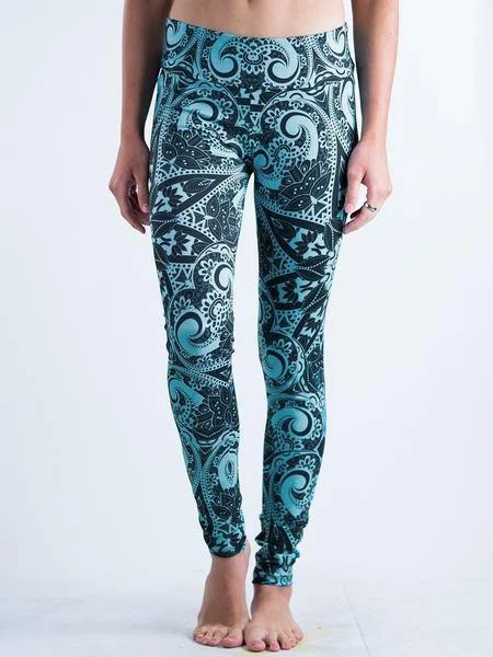 Teal Mandala Leggings Streetwear Style for 