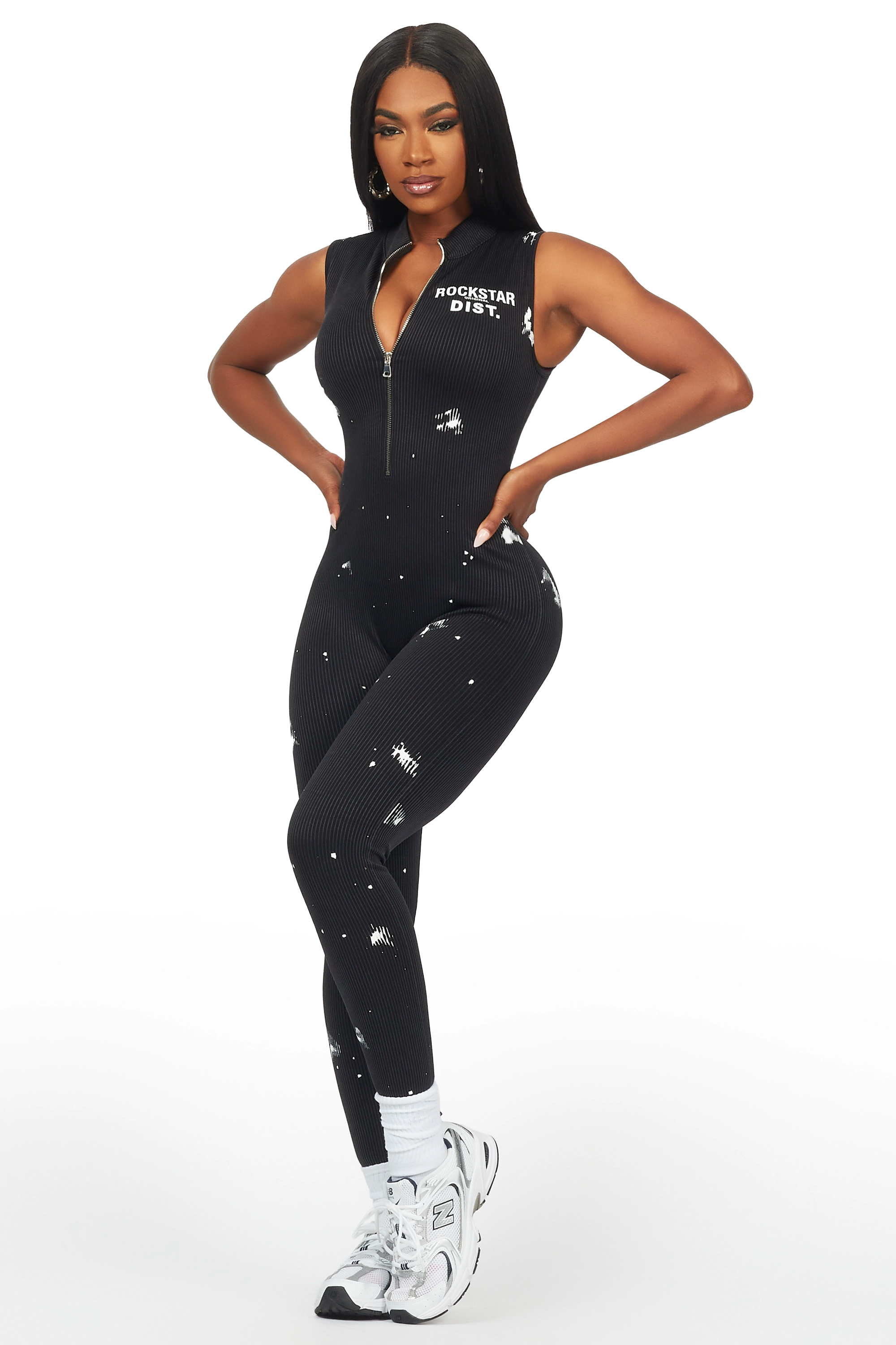 Saheera Black Painted Jumpsuit Tough Women's Military - inspired