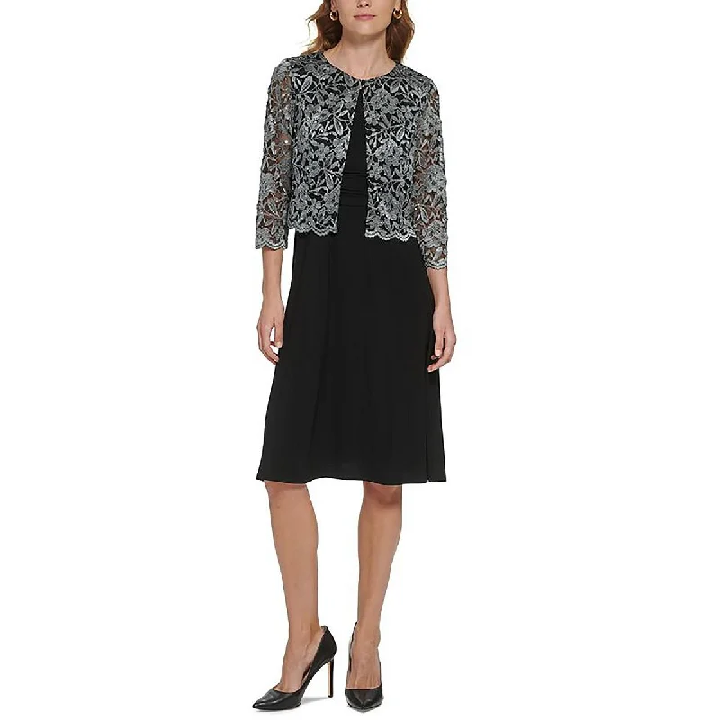 Jessica Howard Womens Petites Lace Embroidered Bolero Earthy Women's Hemp - based