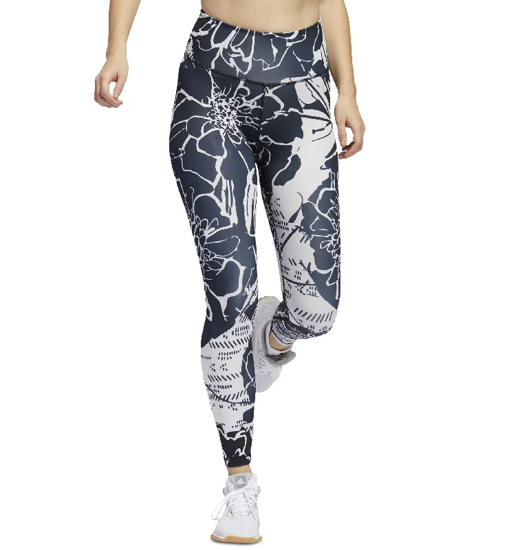 Adidas Womens Optime Flower Training 7/8 Leggings Cozy Women's Sherpa - lined
