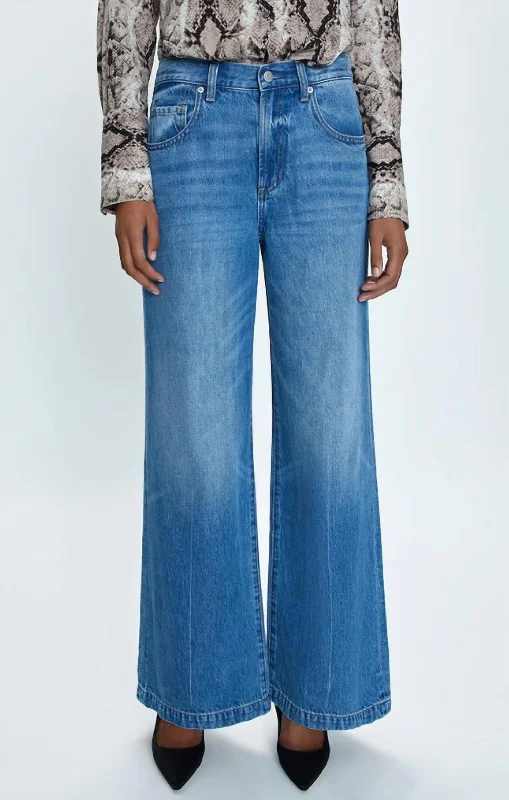 Jadyn Low Slung Palazzo Jeans In Echo Park Sporty Women's Tennis