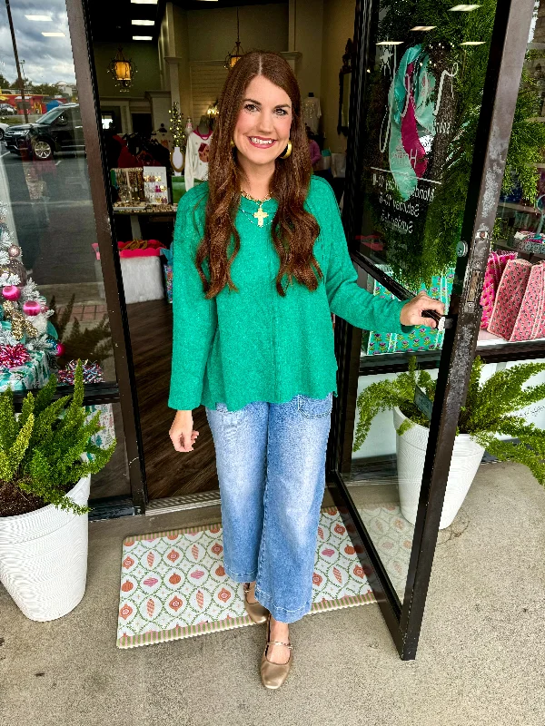 Plain Side Slit Top: Light Green Disco