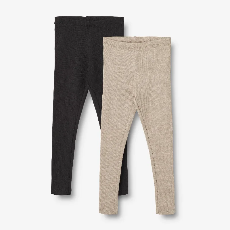 2 Rib Leggings Maddy - gravel melange black Unique Women's Upcycled