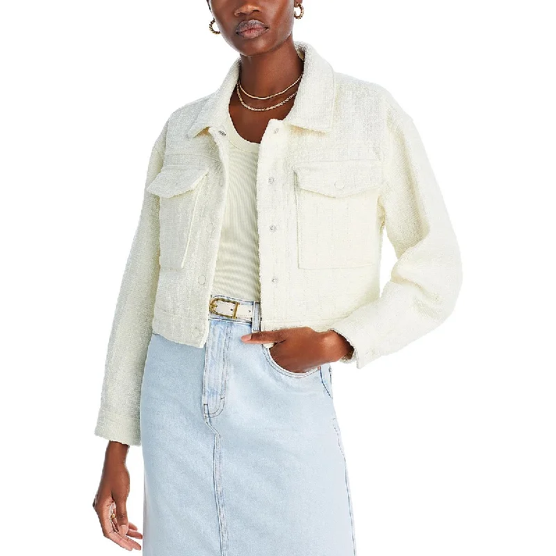 [BLANKNYC] Womens Tweed Cropped Shirt Jacket Minimalist Women's Casual