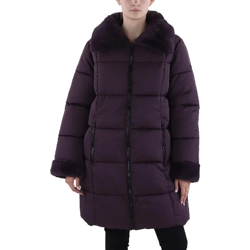 Jessica Simpson Womens Insulated Faux Fur Trim Puffer Jacket Refined Women's Hand - crafted
