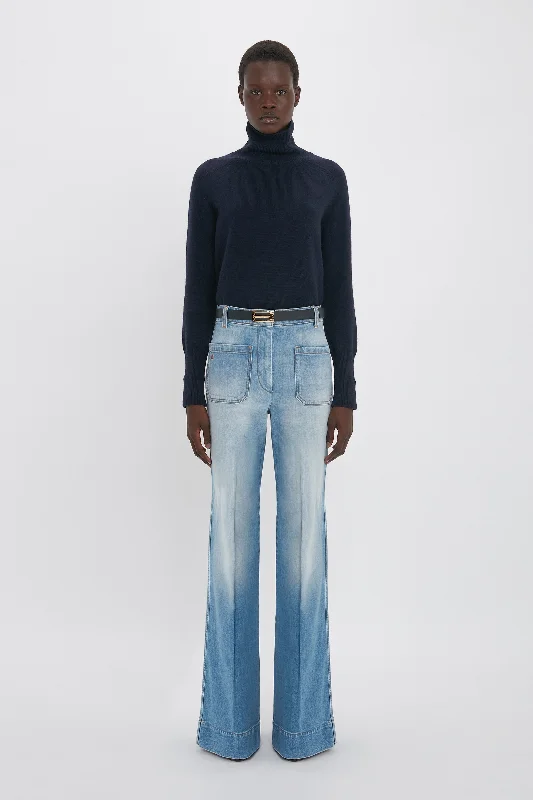 Alina High Waisted Jean In Light Summer Wash Sporty Women's Athleisure 