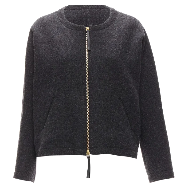 Marni wool blend leather double zip pull trapeze jacket Earthy Women's 