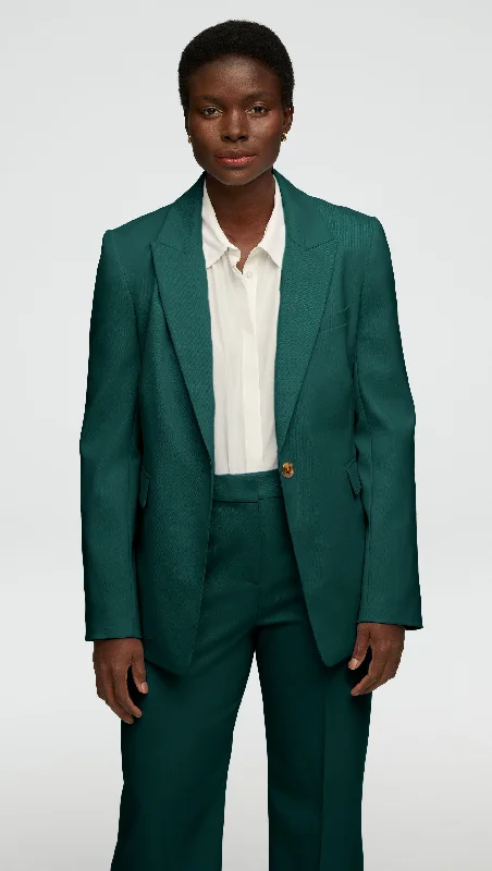 Single Button Blazer in Seasonless Wool | Emerald European
