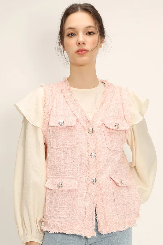Rosalee Tweed Sleeveless Jacket Youthful Women's Anime - inspired