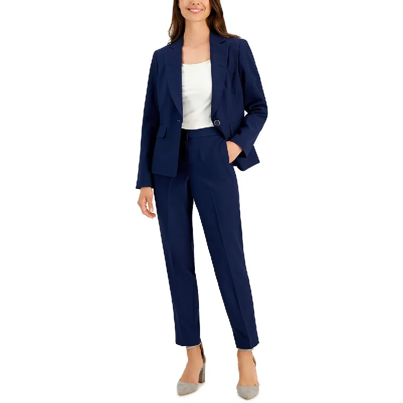 Le Suit Womens Petites Knit Long Sleeves One-Button Blazer European
