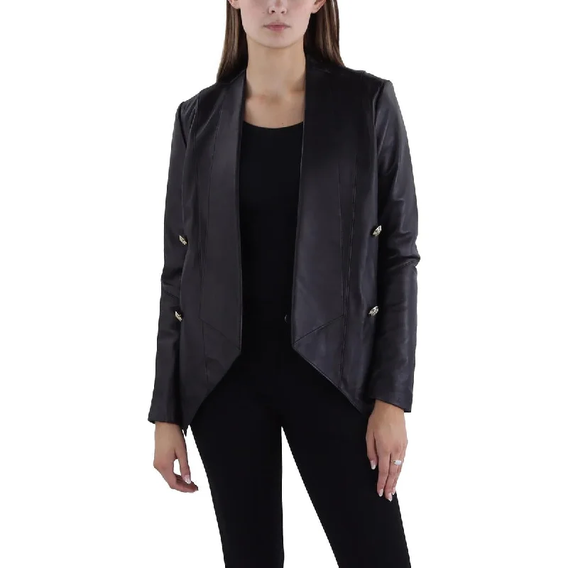 Tahari Womens Leather Asymmetric Leather Jacket Laid - back Women's Style