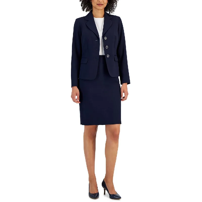 Le Suit Womens Woven Long Sleeves Double-Breasted Blazer Earthy Women's 