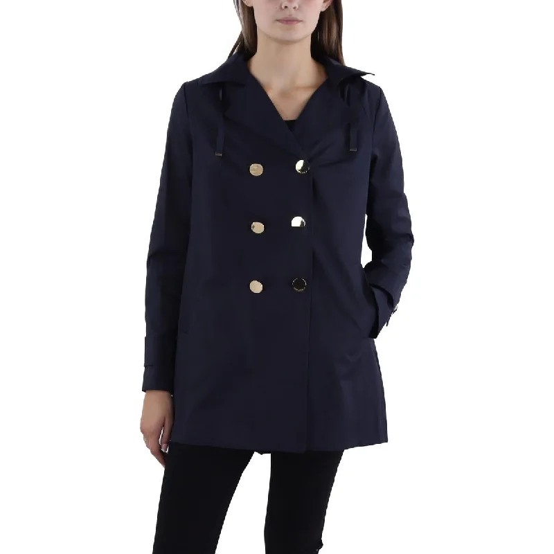 Tahari Womens Cotton Blend Double Brested Trench Coat Classic Women's Pin - striped