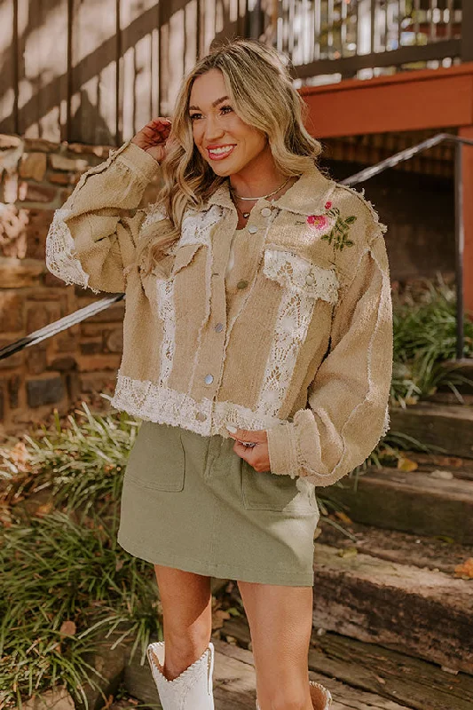 Boho Lifestyle Embroidered Jacket in Khaki Dapper Women's 1920S
