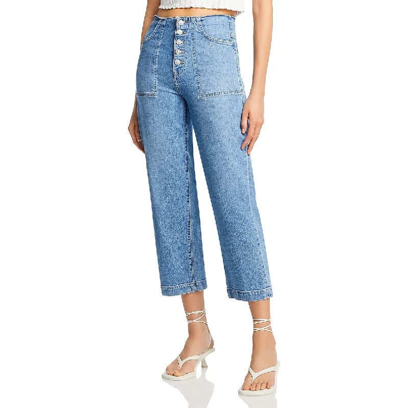 Womens Cropped High Rise Wide Leg Jeans Monochromatic All - in - one
