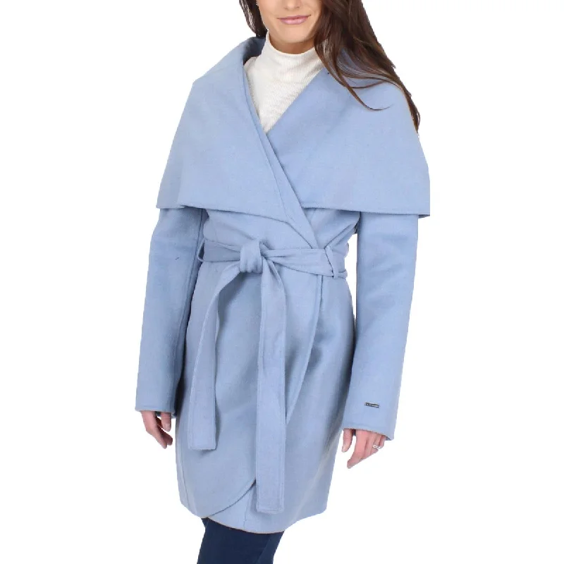 T Tahari Womens Marla Winter Wool Blend Wrap Coat European