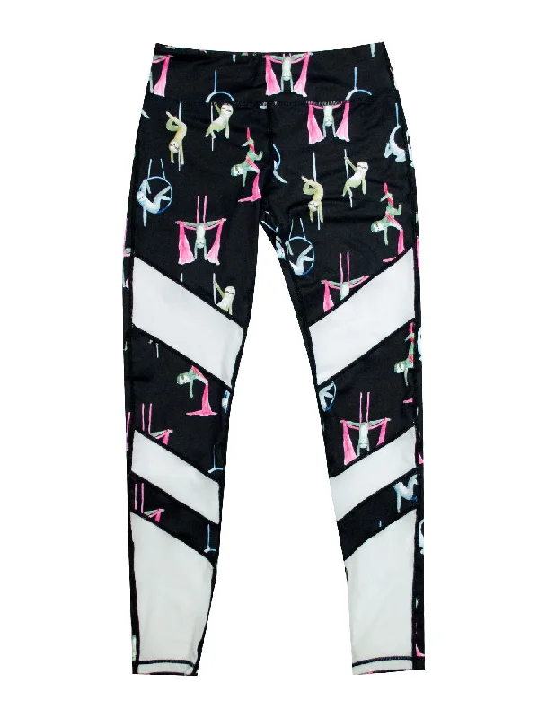 Circus Sloths Power Mesh Leggings Refined Women's Hand - crafted