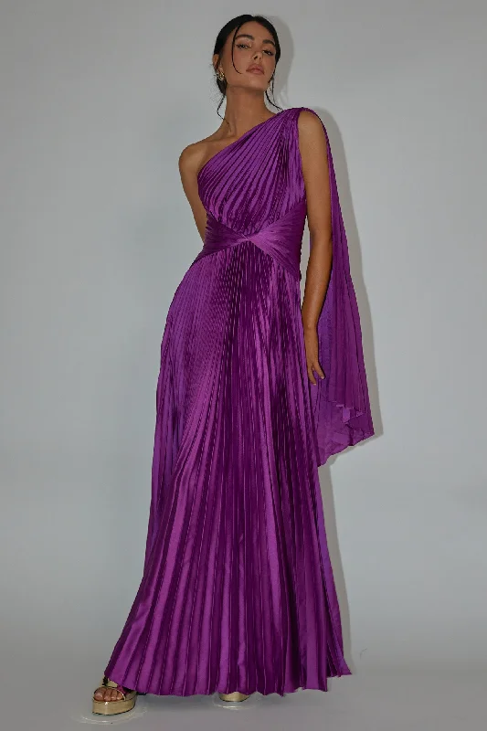 Laxmi Accordion Pleat Maxi Dress Purple Scandinavian