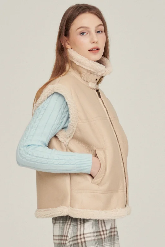 Daniela Pleather Shearling Vest Sporty Women's Athleisure 
