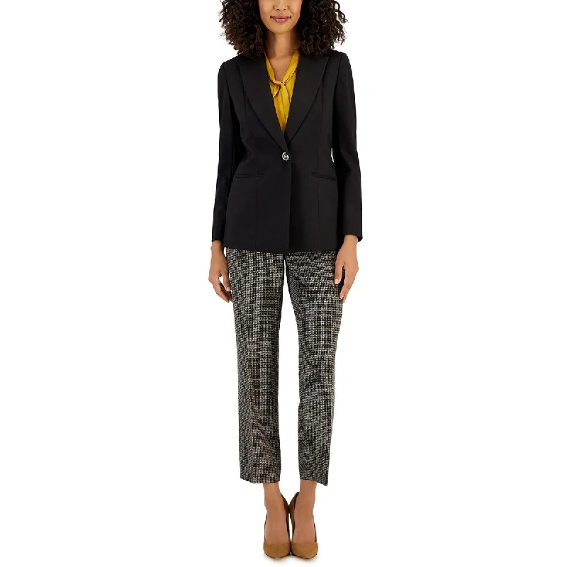 Kasper Womens Shoulder Pads Long Sleeve One-Button Blazer Cashmere