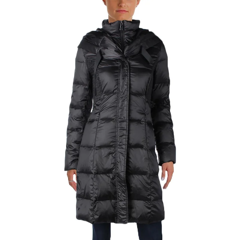 T Tahari Womens Cassandra Winter Down Parka Coat Geometric