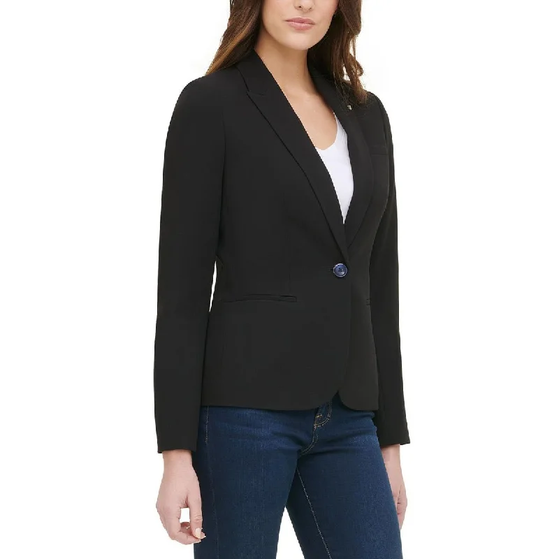 Tommy Hilfiger Womens Solid  One-Button Blazer Monochromatic Office Style