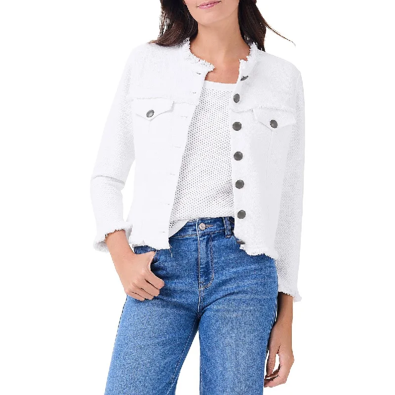 Nic + Zoe Womens Lightweight Fringed Utility Jacket Feminine Women's Soft 