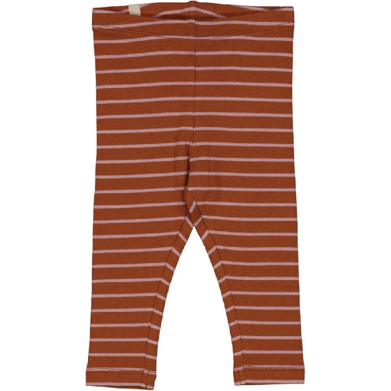 Rib Leggings - bronze stripe Artistic Women's Hand - painted