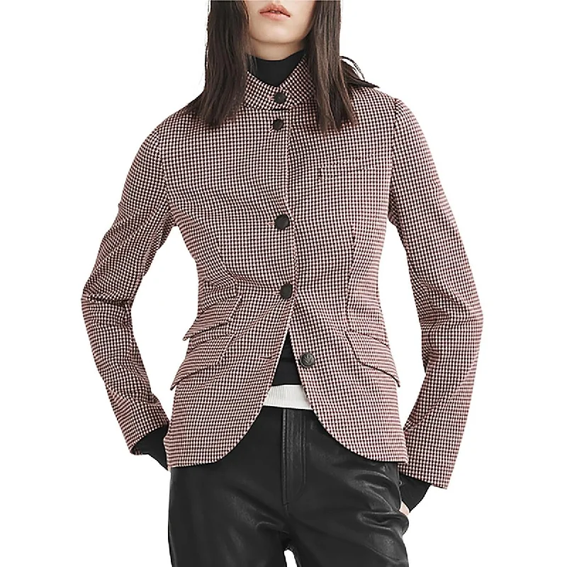 Rag & Bone Womens Plaid Pockets Open-Front Blazer Unique Women's Upcycled