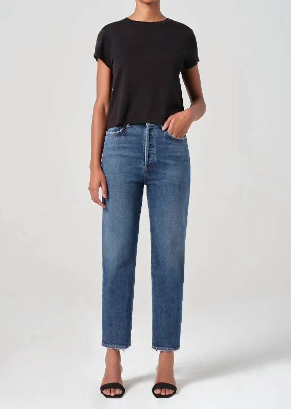 90S Pinch Waist Crop Jeans In Solace Sharp Women's Italian