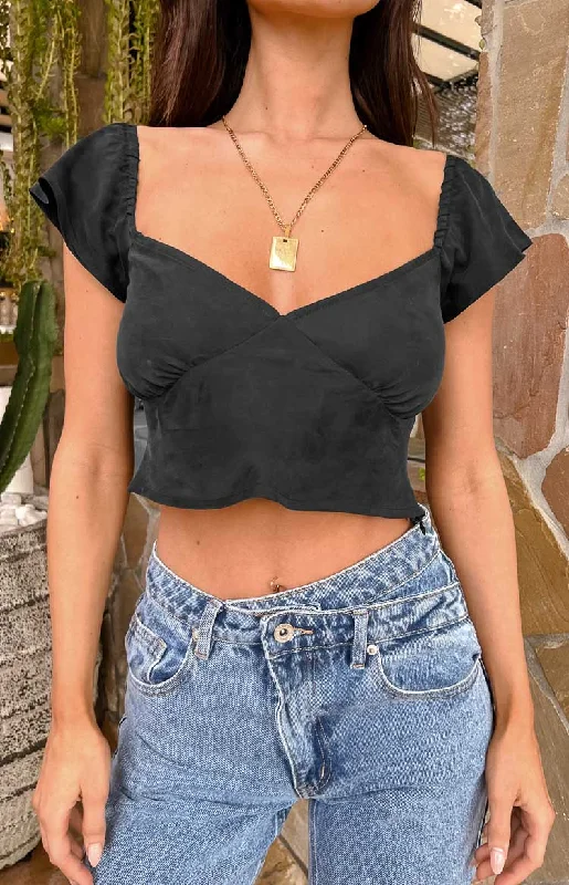 Anna Black Top Stylish Women's Tropical 