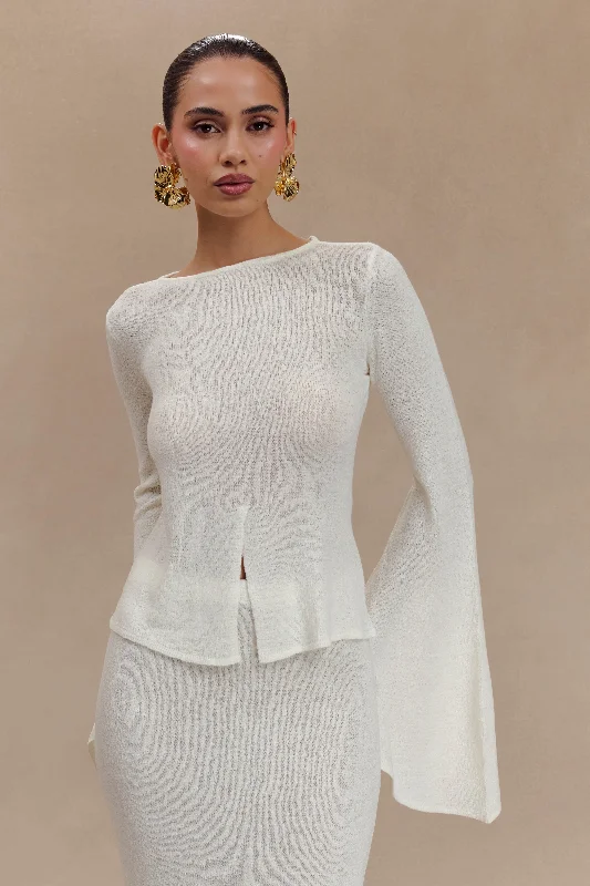 Carey Knit Flare Sleeve Top - Ivory Modern Women's 