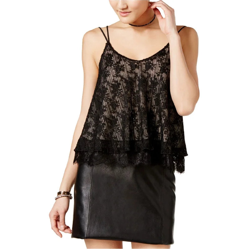 Lily Black Womens Strappy Knit Blouse, Black, Medium Preppy Women's College