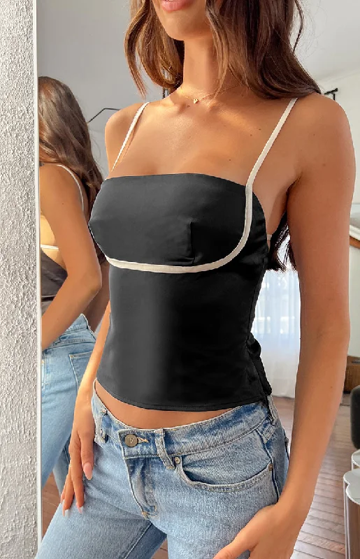 Tamra Black Low Back Top Stylish Women's Tropical 