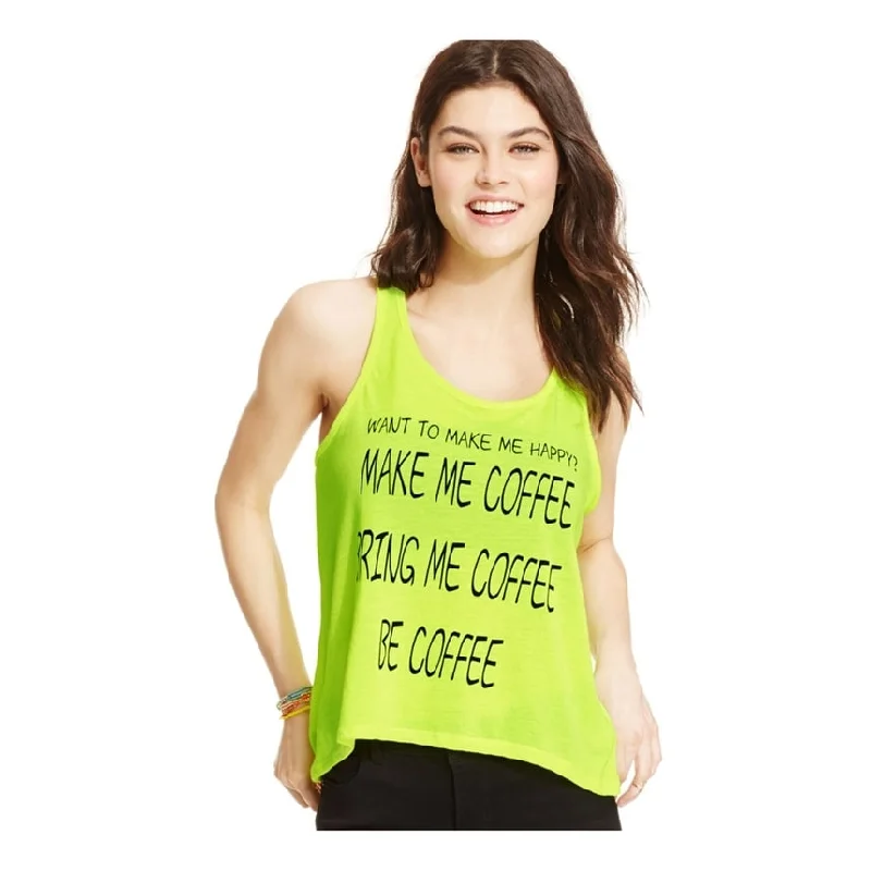 Pretty Rebellious Clothing Womens Coffee Neon Tank Top Elegant Women's Formal 