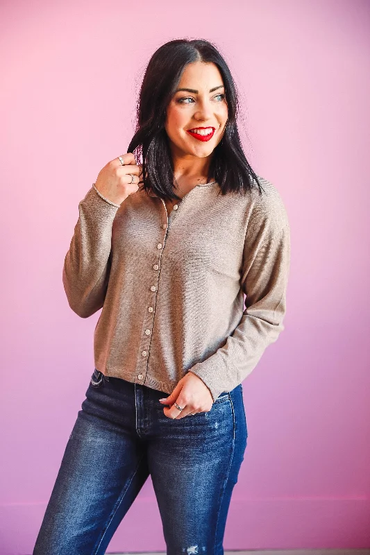 Della Cardigan-Taupe Heather-Thread & Supply Contemporary 
