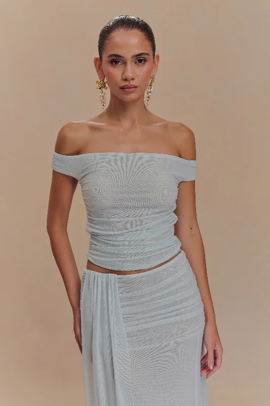 Brooklyn Mesh Crop Top - Pale Blue Minimalist Women's Casual