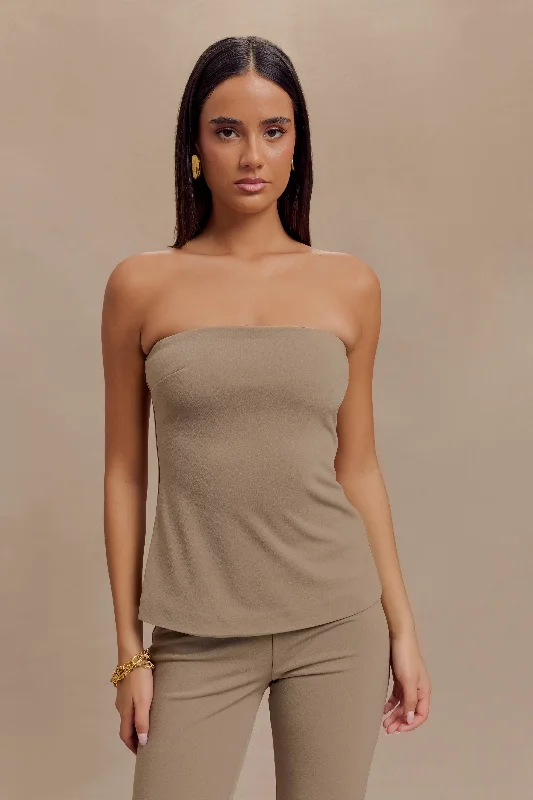 Antonia Strapless Cut Out Top - Mushroom Business