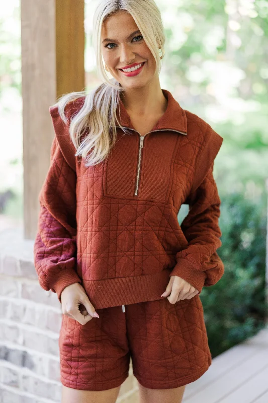 On Your Level Brick Red Quilted Set Athletic Women's 